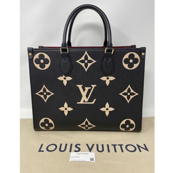 Louis Vuitton M45495 OnTheGo Tote MM Black/Beige NEW WITH TAGS! - Picture 4 of 13